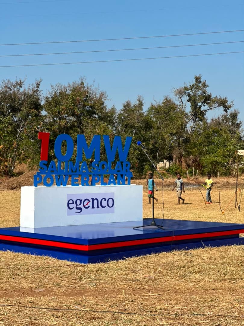 Branded 10MW Salima Solar Power Plant stage and podium setup at the EGENCO commissioning
