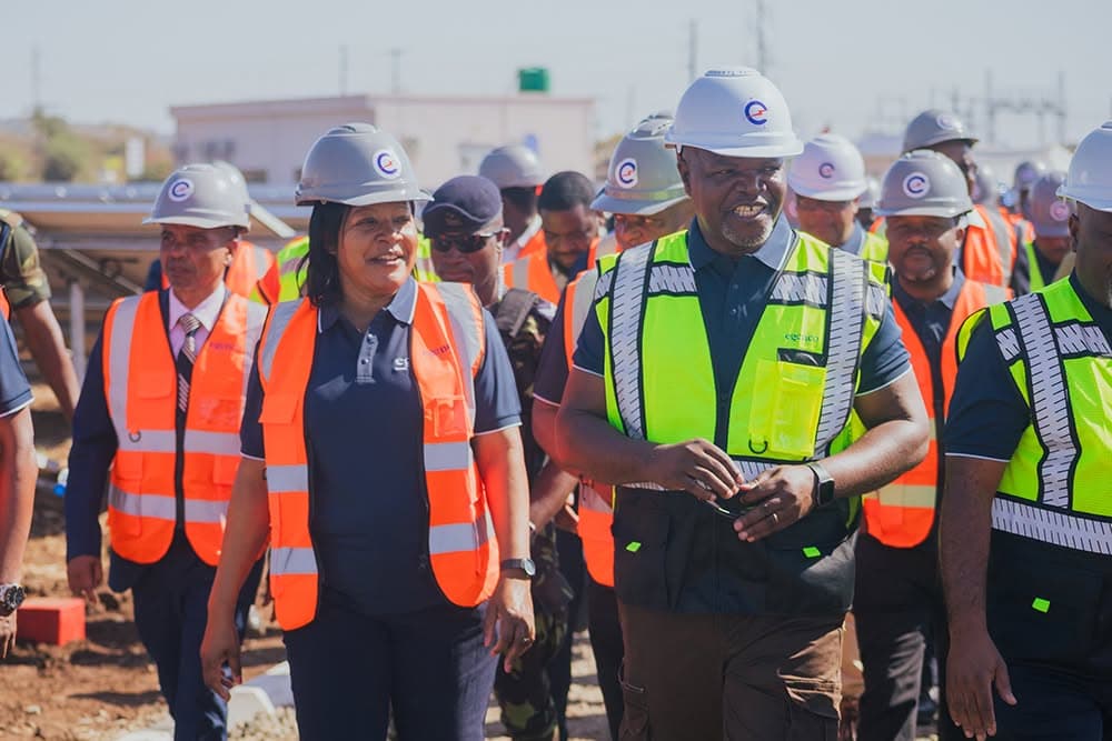 Government and energy-sector stakeholders touring the Nanjoka solar plant site